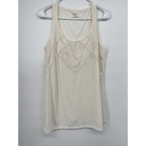 Motherhood S Tank Top‎ Women Ivory Excellent Crochet Lace Slub Knit Maternity